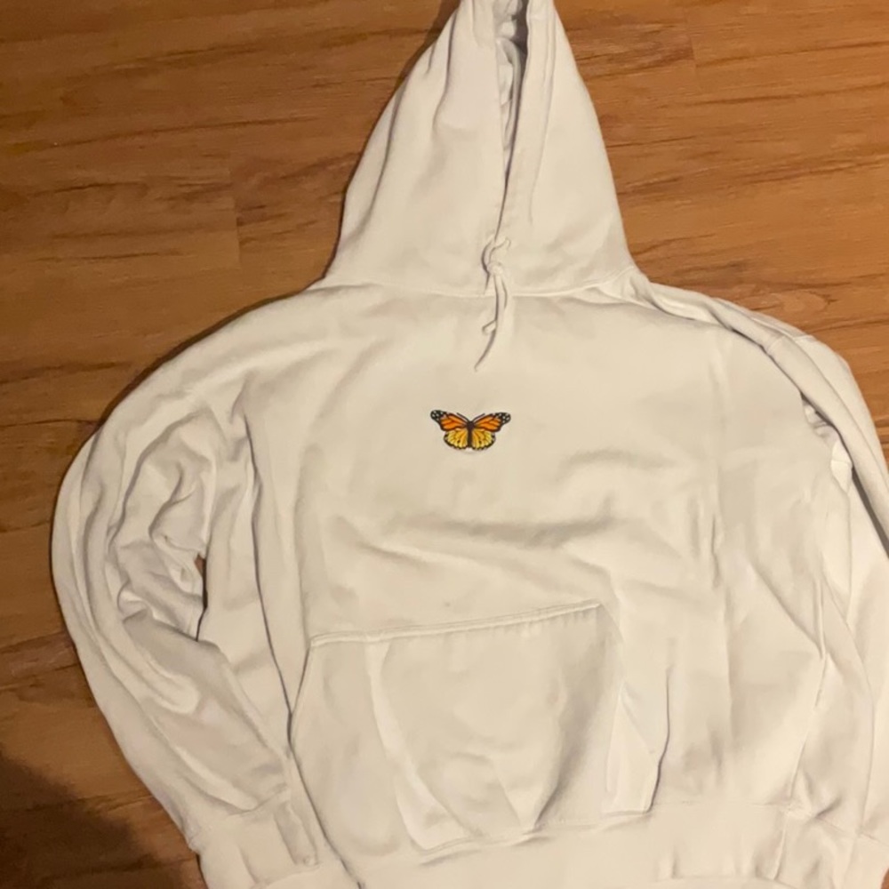 Cute white hoodie with butterfly